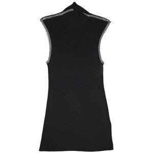 JED Womens Silk Sleeveless Turtleneck Pullover Long Sweater Black Size Large